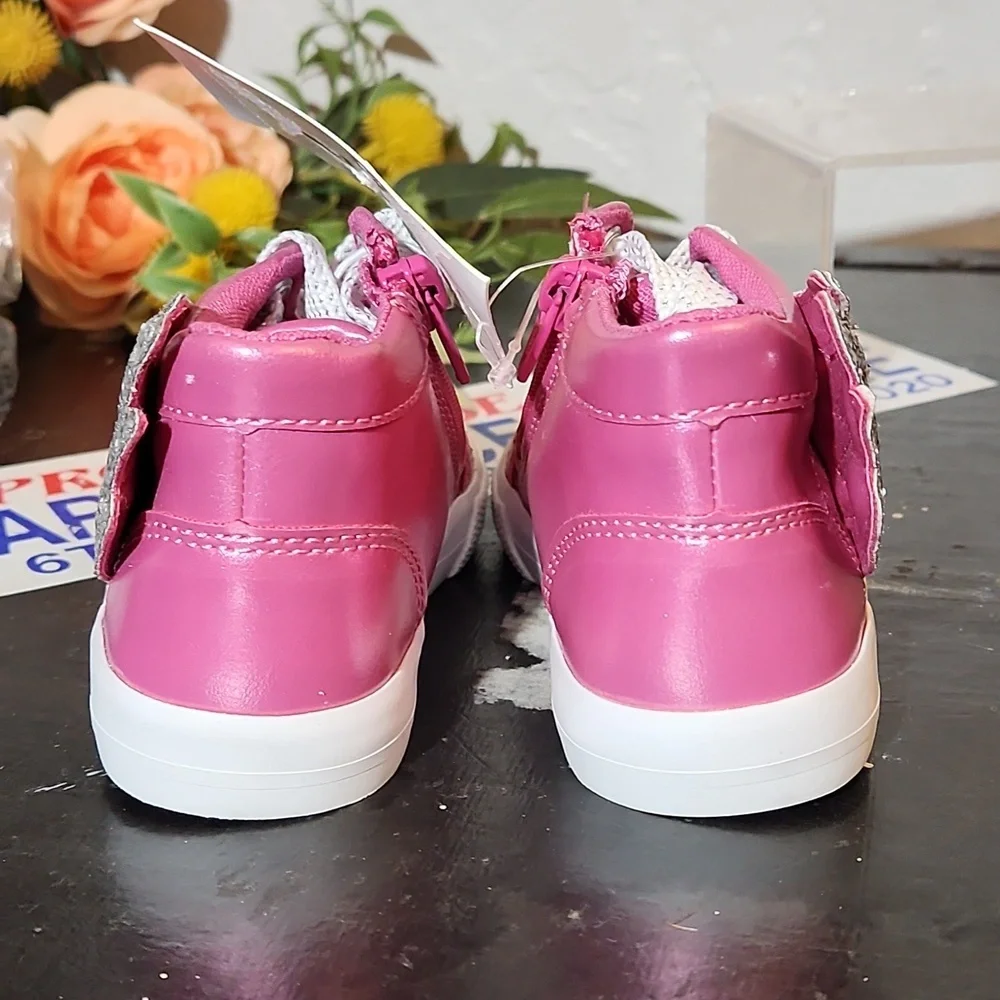 CAT & JACK Pink Pegasus Glitter Wing Pink Zipper Sneakers Size 7